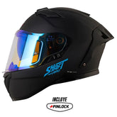 Casco Shaft Pro 606Sp Solid Negro Azul Visor Iridium Azul