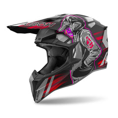 Casco Airoh Wraaap Cyber Negro Mate Gris Rojo