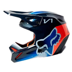 Casco Fox V1 Toxsyk Negro Naranja Azul