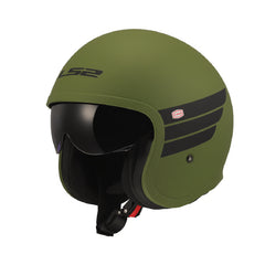 Casco Ls2 Of599 Retro Verde Militar Visor Smoke