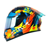 Casco Shaft 526sp Evo Natura Camaleón Naranja Neón Visor Iridium Azul