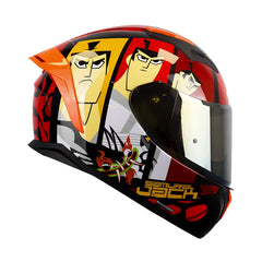 Casco Shaft 582Sp Evo Samurai Jack Rojo Visor Iridium Dorado