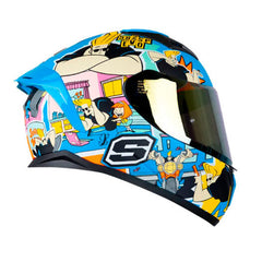 Casco Shaft 582Sp_Evo Johny Bravo Azul Full Color Visor Iridium Dorado