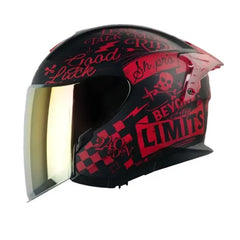 Casco Shaft Pro 240Dv Retrum Negro Rojo Visor Iridium Rojo