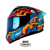Casco Shaft Pro 610Dv Evo The Reptule Negro Rojo Visor Iridium Azul