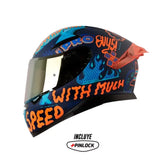 Casco Shaft Pro 612Dv Evo Nomo Azul Oscuro Naranja Visor Iridium Dorado