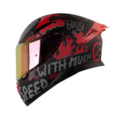 Casco Shaft Pro 612Dv Evo Nomo Negro Rojo Visor Iridium Rojo