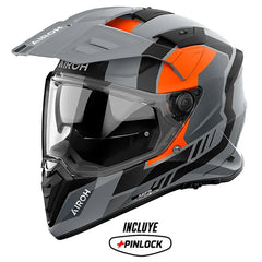 Casco Airoh Dual Bandit Horn Naranja Gris