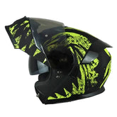 Casco Hro 3440Dv Grungster Negro Amarillo Visor Iridium Silver