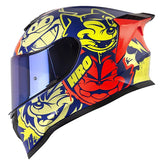 Casco Hro 506Sp Black Cat Azul Amarillo Neon