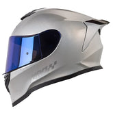 Casco Hro 506Sp Solid Camaleón Silver Visor Iridium Azul