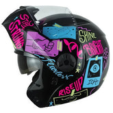 Casco Ich 3110s Kids Flower Up Negro Azul