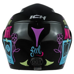 Casco Ich 3110s Kids Flower Up Negro Azul