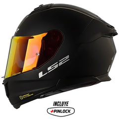 Casco Ls2 FF808 Stream II Solid Negro Visor Iridium Rojo