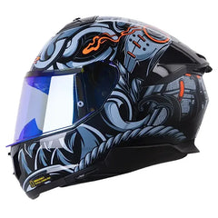 Casco Ls2 Ff808 Samurai Gris Azul Visor Revo Azul