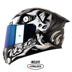 Casco Ls2 Ff810 X-Kull Negro Gris Visor Iridium Azul