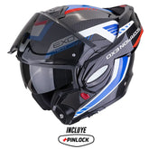 Casco Scorpion Exo-Tech Evo Carbon Cossy Negro Azul Rojo