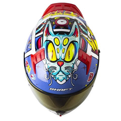 Casco Shaft 504 Dv Crazy Comic Azul Rojo Visor Iridium Rojo