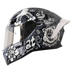 Casco Shaft 504 Love and Hate Negro Gris Visor Iridium Silver