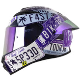 Casco Shaft 584 Sp State Morado Azul Visor Revo Morado