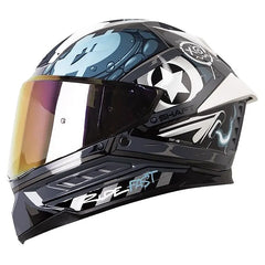 Casco Shaft 595 Gunn Gris Oscuro Azul Visor Iridium Morado