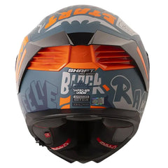 Casco Shaft Pro 609 Venom Block Letters Azul Oscuro Naranja Visor Iridium Rojo
