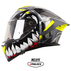 Casco Shaft Pro 609 Venom Madness Gris Negro Visor Iridium Silver