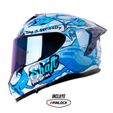 Casco Shaft Pro 610Dv Evo Bluer Plane Azul Claro Visor Iridium Azul