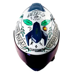 Casco Shaft Pro 610Dv Evo La Buena Vida Blanco Verde Visor Iridium Azul