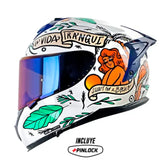 Casco Shaft Pro 610Dv Evo La Buena Vida Blanco Verde Visor Iridium Azul