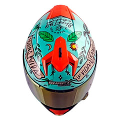 Casco Shaft Pro 610Dv Evo La Buena Vida Verde Claro Visor Iridium Rojo