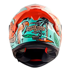 Casco Shaft Pro 610Dv Evo La Buena Vida Verde Claro Visor Iridium Rojo