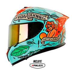 Casco Shaft Pro 610Dv Evo La Buena Vida Verde Claro Visor Iridium Rojo