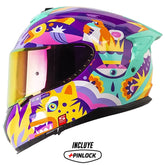 Casco Shaft Pro 610 Dv Evo Magic World Morado Naranja Visor Revo Fucsia