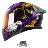 Casco Shaft Pro 612Dv Evo Faraon Negro Morado Visor Iridium Morado