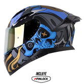 Casco Shaft Pro 612Dv Inside Soul Azul Gris Visor Iridium Dorado