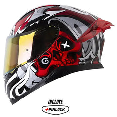 Casco Shaft Pro 612Dv Inside Soul Rojo Oscuro Gris Visor Iridium Rojo