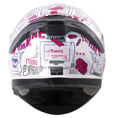 Casco Shaft Pro 612Dv Things Blanco Fucsia Visor Iridium Azul