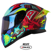Casco Shaft Pro 612Dv X-Ray Azul Rojo Visor Iridium Azul