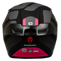 Casco Spartan Fenix Hexa Negro Gris Rosado