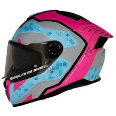 Casco Spartan Hawk First Gris Azul Rosado