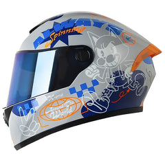 Casco X_One x-500 Gt Evo Mad Kat Gris Azul Visor Iridium Azul