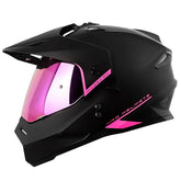Casco Hro Mx-330Dv Solid Negro Fucsia Visor Iridium Rosado