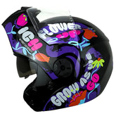 Casco Ich 3110s Kids Flower Up Negro Fucsia