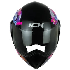 Casco Ich 3110s Kids Flower Up Negro Fucsia