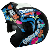 Casco Ich 3110s Kids Flower Up Negro Naranja