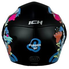 Casco Ich 3110s Kids Flower Up Negro Naranja