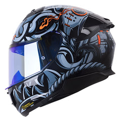 Casco Ls2 Ff808 Samurai Gris Azul Visor Revo Azul