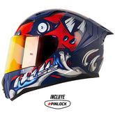 Casco Ls2 Ff810 X-Kull Azul Oscuro Gris Visor Revo Rojo