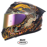 Casco Shaft Pro 610Dv Evo Resurgimiento Negro Naranja Visor Iridium Rojo